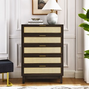 CAVINAS 5 Drawer Dresser,Modern Wooden Chest of Drawers with Spacious Storage Space for Bedroom,Tall Chest Dresser - 1 of 4