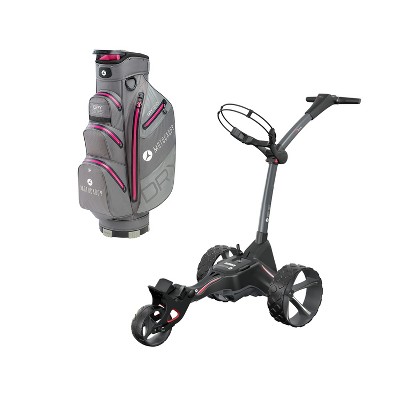 Motocaddy M1 DHC Electric Foldable 3 Wheel Electric Caddy Cart with Dry Series Lightweight Nylon Travel Carrying Golf Club Cart Bag, Fuchsia