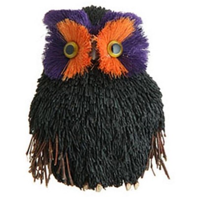 Raz Imports 6.5" Sisal Owl Halloween Decoration - Black/Purple