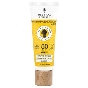 Bee & You Natural Mineral Sunscreen Cream, For Face, 50+ SPF, 1.35 fl oz (40 ml) - 1 of 4