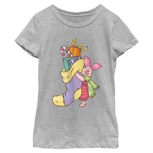 Girls Winnie the Pooh Piglet Christmas Gifts T Shirt - 1 of 4