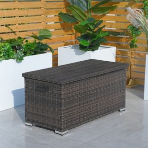 Moda Furnishings 260 Gallon Patio Outdoor Wicker Steel Storage Deck Box - 1 of 4