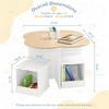 Toddler Table and Chair Set with 4 Storage Stools, Flower Shaped Nesting Design Table with Built-in Pen Holder, Kids Table, Natural & White - 2 of 4