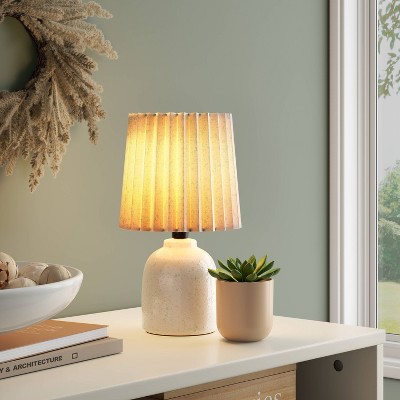 Mini Printed Ceramic Base Table Lamp with Printed Pleated Shade Light Green - Room Essentials™