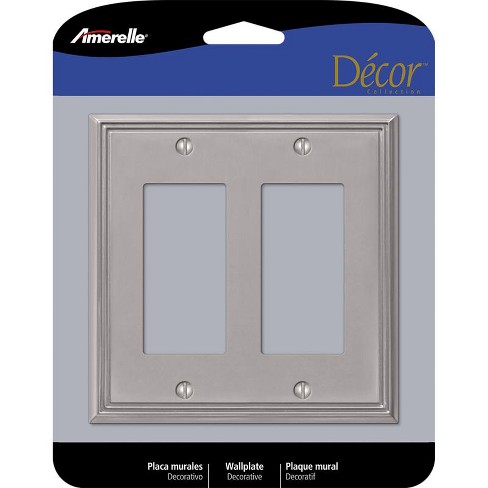 Amerelle Metro Brushed Nickel 2 gang Die-Cast Metal Decorator Wall Plate 1 pk - image 1 of 1