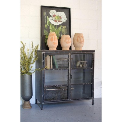 Short Iron and Glass Apothecary Cabinet – 39.5" Tall Storage by Kalalou