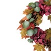 Northlight Fall Harvest Artificial Floral and Pinecone Wreath - 22" - Orange and Burgundy - 3 of 4
