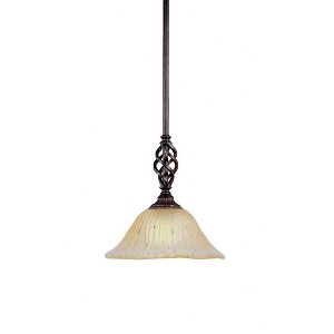 Toltec Lighting Elegante 1 - Light Pendant in  Dark Granite with 10" Amber Crystal  Shade - 1 of 1