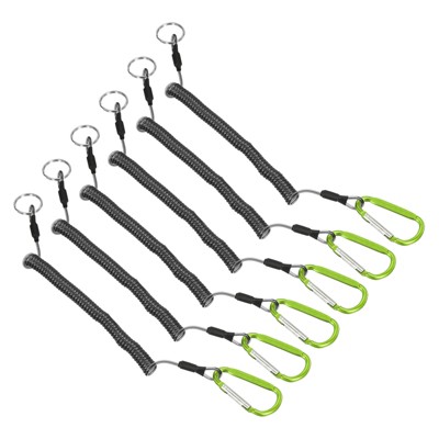 Unique Bargains Retractable Coiled Safety Cords Carabiners Fishing Tool Lanyards 4.9ft 6 Pcs