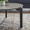 Round Coffee Table End Table Cocktail Table Sofa Table Side Table Accent Table Center Table with Imitation Marble Top, White/Black/Gray-ModernLuxe - 4 of 4