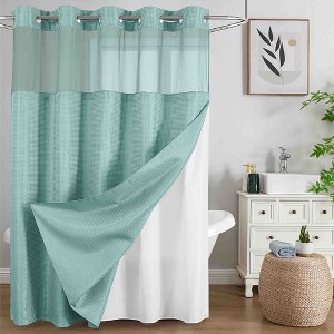 BAGOKIE 72"x75" Waffle Weave Hookless Shower Curtain, Pack of 1 - 1 of 4