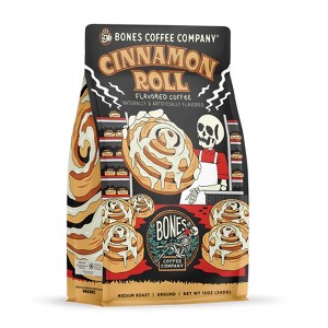 Bones Coffee Company Cinnamon Roll Ground Coffee Beans Cinnamon Roll Flavor 12 oz Medium Roast (Ground) - 1 of 4