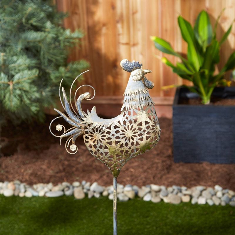 9.25&#34; Iron Rooster Garden Stake Gold - Zingz &#38; Thingz, 4 of 13