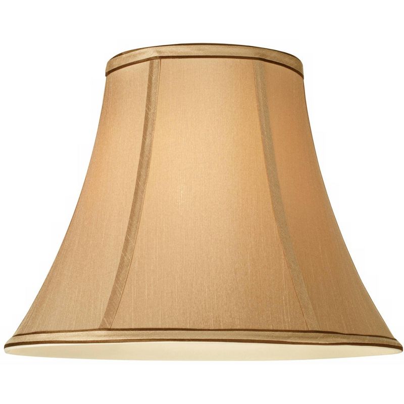 Springcrest Tan and Brown Medium Bell Lamp Shade 7" Top x 14" Bottom x 11" High (Spider) Replacement with Harp and Finial, 3 of 7
