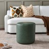 KINWELL Faux Leather Round Upholstered Footstool PU Ottoman, 18" x 18 - 3 of 4