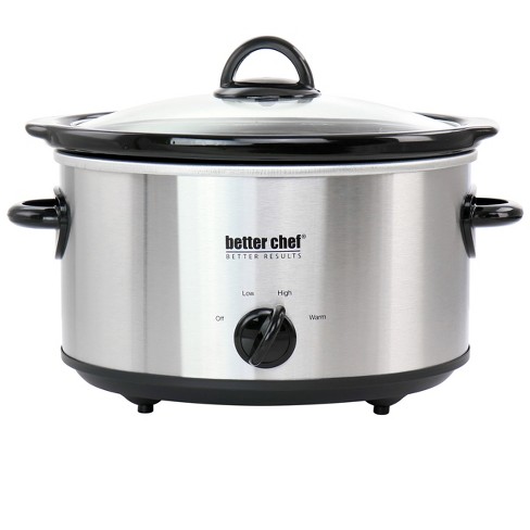 MegaChef Triple 2.5 Quart Slow Cooker and Buffet Server in Brushed Silver