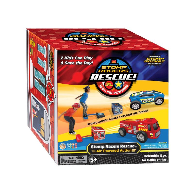 Stomp Rocket Stomp Racers Rescue with Police Car Fire Truck &#38; 2 Launchers, 5 of 6