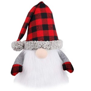 Aoibox 1 Piece 27.5 Inch Scandinavian Gnome Christmas Tree Topper Plush Ornament with Plaid Hat Holiday Home Decoration - 1 of 4
