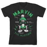 Looney Tunes T-shirt Marvin the Martian Infographic Black T-shirt Toddler Boy to Youth Boy