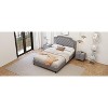 Okak Elegant Queen Velvet Platform Bed Frame with Upholstered, Ruched Button Tufted Headboard Wood Slats No Box Spring Needed Easy Assembly, Gray - 2 of 4