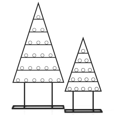 Costway 2 Pack Christmas Tree Card Holder with 36 Round Clips Metal Hanging Rack Black