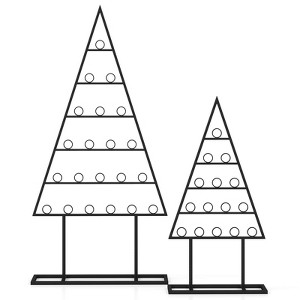 Costway 2 Pack Christmas Tree Card Holder with 36 Round Clips Metal Hanging Rack Black - 1 of 1