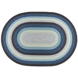 Earth Rugs Oval Braided Rug – Blueberry & Cream Hand-Woven Jute Rug for Rustic Farmhouse Decor - 1 of 2