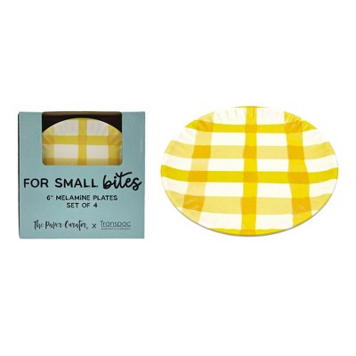 Transpac Melamine Gingham App Plates Set of 4 Home Decorations Spring