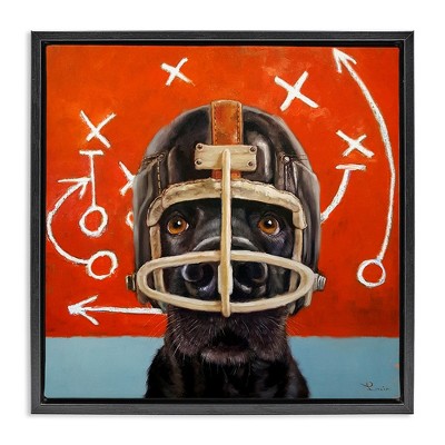 Stupell Industries Dog in Football Helmet Sports Plays, 18" x 18"