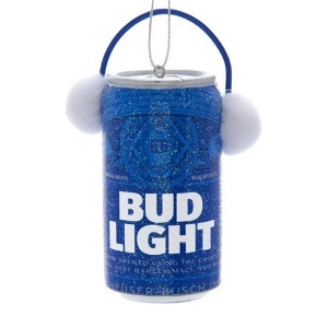Kurt Adler Plastic Ornament for Christmas Tree, Budweiser Bud Light Can with Ear Muffs - 1 of 1