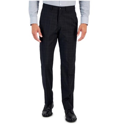 Armani Mens Windowpane Dress Pants Slacks, Black, 30W x 31L