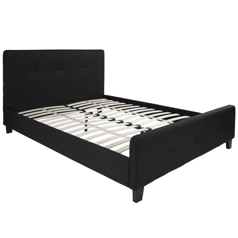 Emma and Oliver Queen Size Three Button Tufted Platform Bed in Black Fabric, 1 of 11