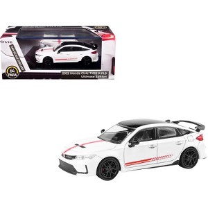2025 Honda Civic Type R FL5 "Ultimate Edition" White with Red Stripes and Black Top 1/64 Diecast Model Car by Paragon Models - 1 of 4
