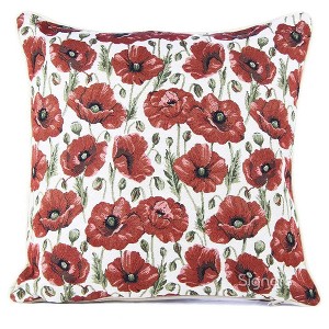 Signare USA Poppy Flower Pillowcase/Cushion Cover 18x18 Inch - 1 of 2