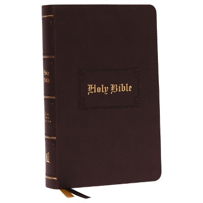 Kjv, Personal Size Large Print Reference Bible, Vintage Series, Brown Leathersoft, Red Letter, Thumb Indexed, Comfort Print - by  Thomas Nelson
