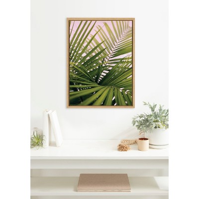 Natural Beach Palm Frond Canvas Wall Art in Wooden Frame