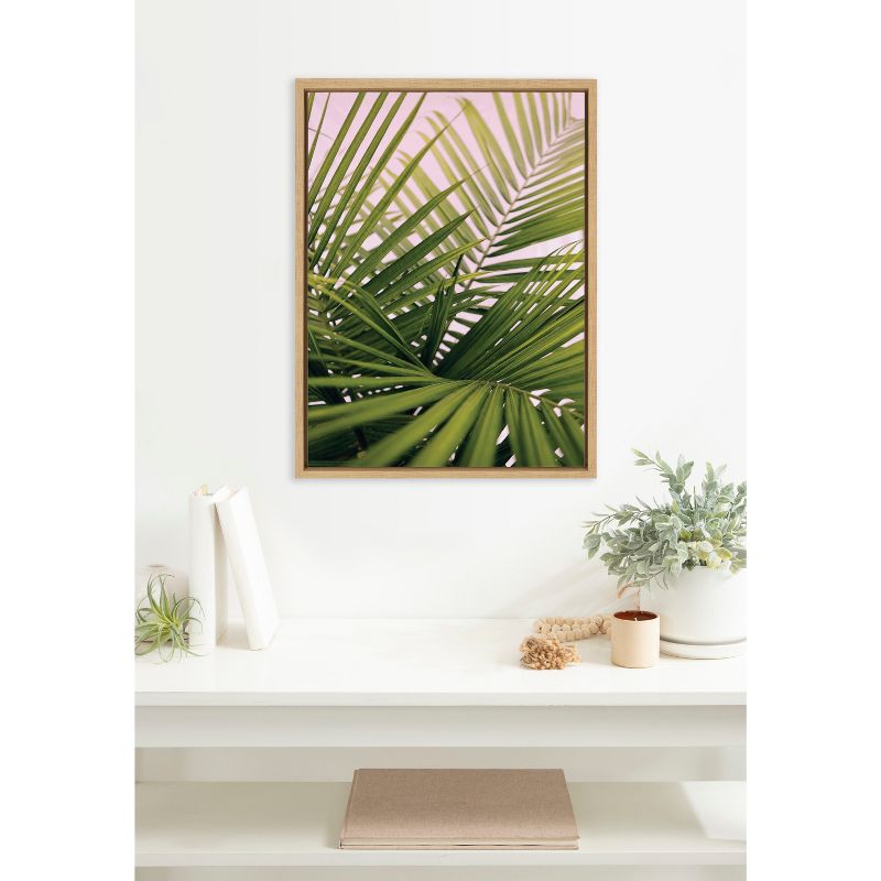 Kate & Laurel All Things Decor Sylvie Her Majesty 2 Framed Canvas Wall Art by Alicia Bock Natural Beach Palm Frond Tree Wall Art, 5 of 7