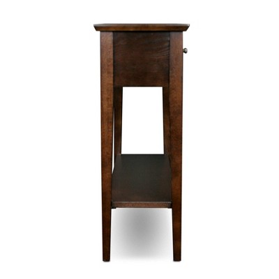 Chocolate Oak Slim Hall Console Table with Storage