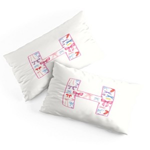 Deny Designs King April Lane Art Fancy Bow Monogram H Microfiber Printed Pillow Sham - 1 of 3