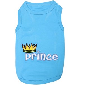 Parisian Pet 'Prince' Embroidered Dog Shirt – Comfortable Royal Apparel for Dogs & Cats, Light Blue - 1 of 3