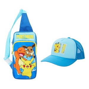 Pokémon Pikachu & Friends 2-Piece Youth Sling Bag & Foam Trucker Hat Set - 1 of 4