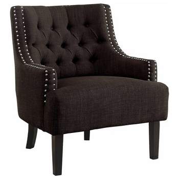Homelegance Upholstered Diamond Tufted Accent Chair with Sloped Arms and Nailhead Trim, Seat Height 18 Inches, Chocolate