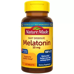 Nature Made Fast Dissolve Melatonin 10mg Maximum Strength Occasional Sleep Aid Tablets - 70ct
