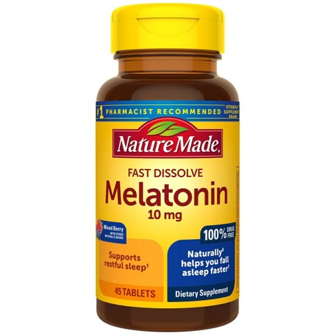 Nature Made Fast Dissolve Melatonin 10mg Maximum Strength Occasional Sleep Aid Tablets - 45ct - image 1 of 4