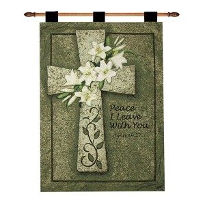 Cotton Blend Tapestry Wall Hanging Peace I Leave With You – 26 x 36 Inch by Manual Woodworkers and Weavers - 1 of 3
