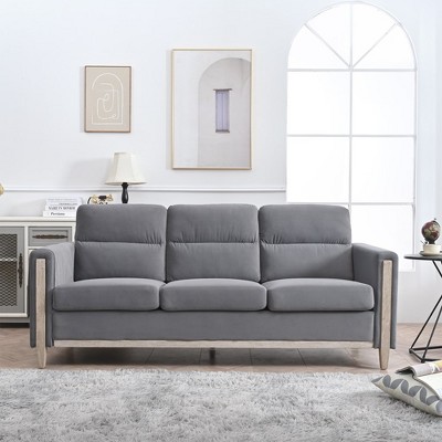 79.5" 3-Seater Sofa, Modern Upholstered Sofa With Side Pocket Solid Wood Frame For Living Room