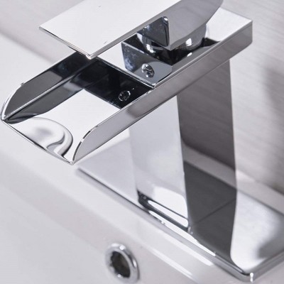 Polished Chrome Waterfall Single-Handle Bathroom Faucet with Pop-Up Drain