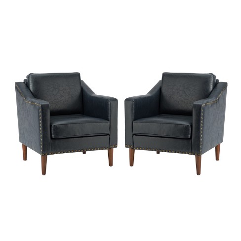 Set Of 2 Bonita Transitional Vegan Leather Armchair With Removable Seat ...