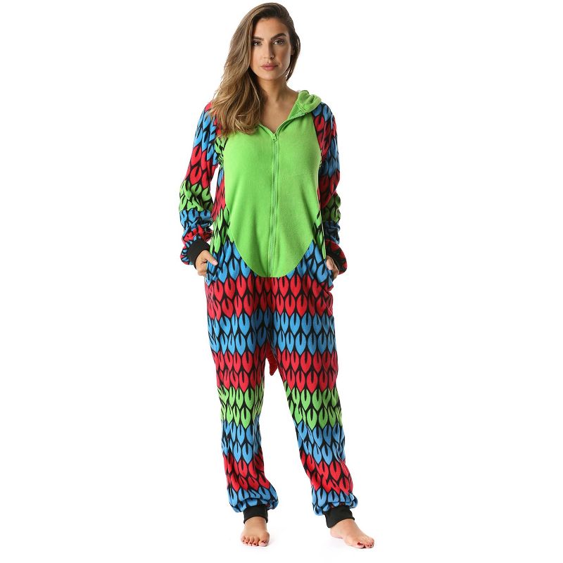 Just Love Womens One Piece Parrot Adult Onesie Hooded Pajamas, 3 of 6