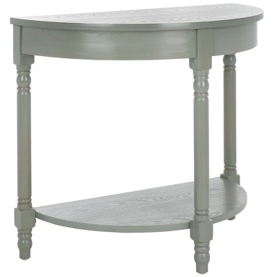 Ash Gray Wood Demilune Hallway Table with Storage